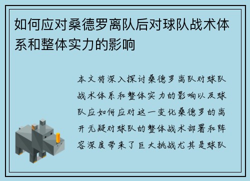 如何应对桑德罗离队后对球队战术体系和整体实力的影响