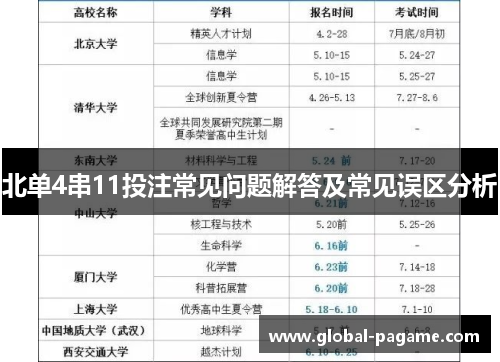 北单4串11投注常见问题解答及常见误区分析