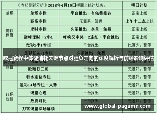 欧冠赛程中体能消耗关键节点对胜负走向的深度解析与前瞻影响评估